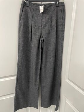 HALOGEN NEW Gray Glen Plaid Wide Leg Trousers SIZE 6